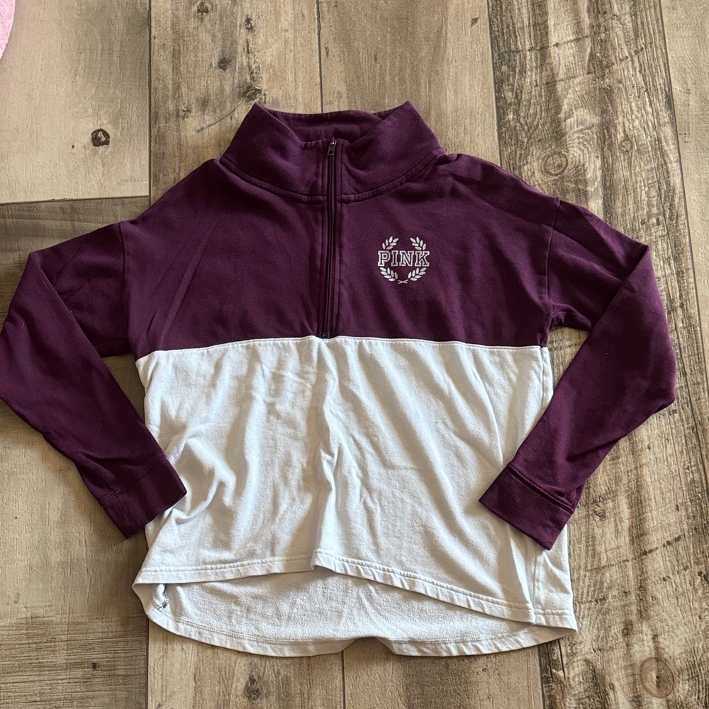 VS PINK y2k bling half zip sweater maroon